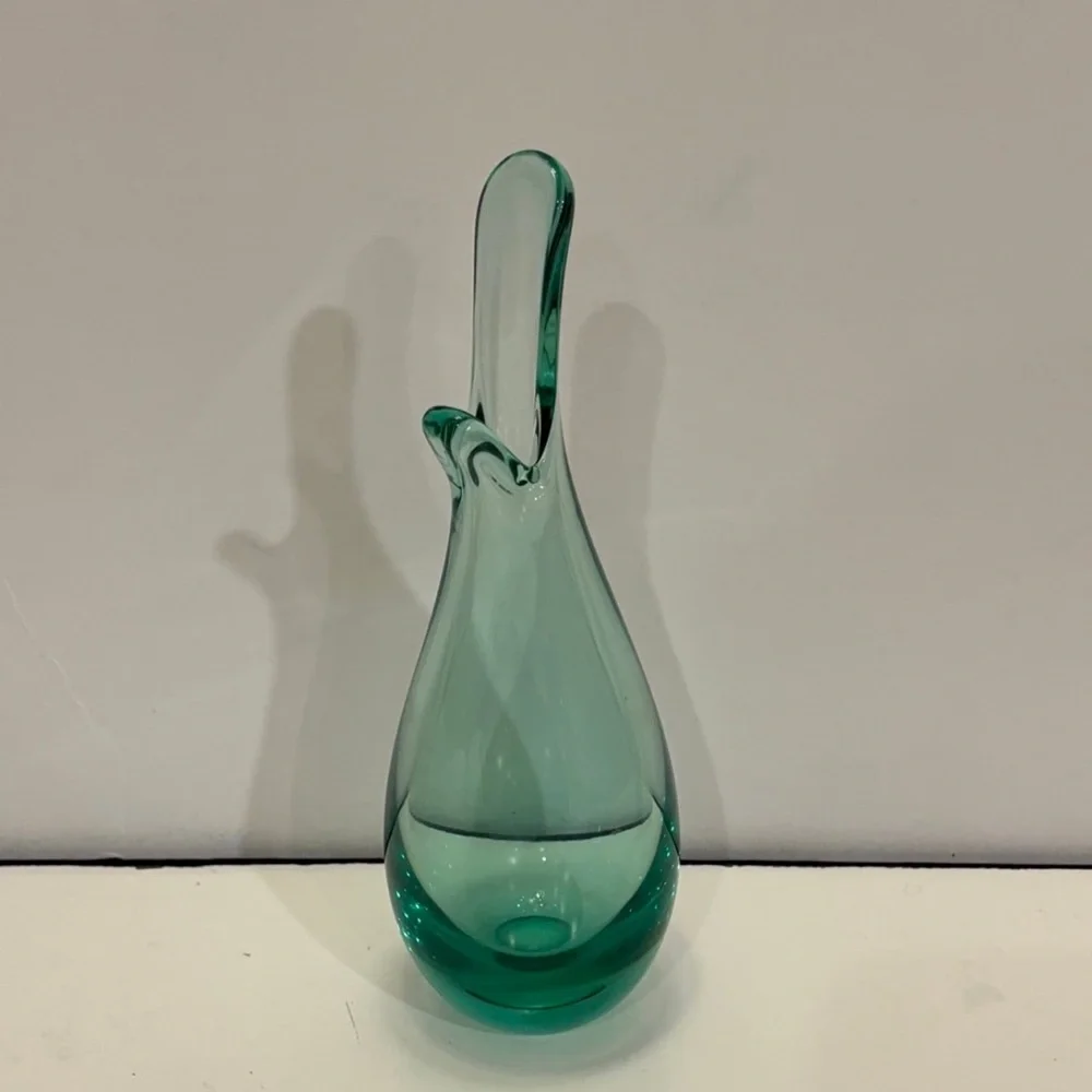 Holmegaard Akva Duckling Beak Vase, aqua